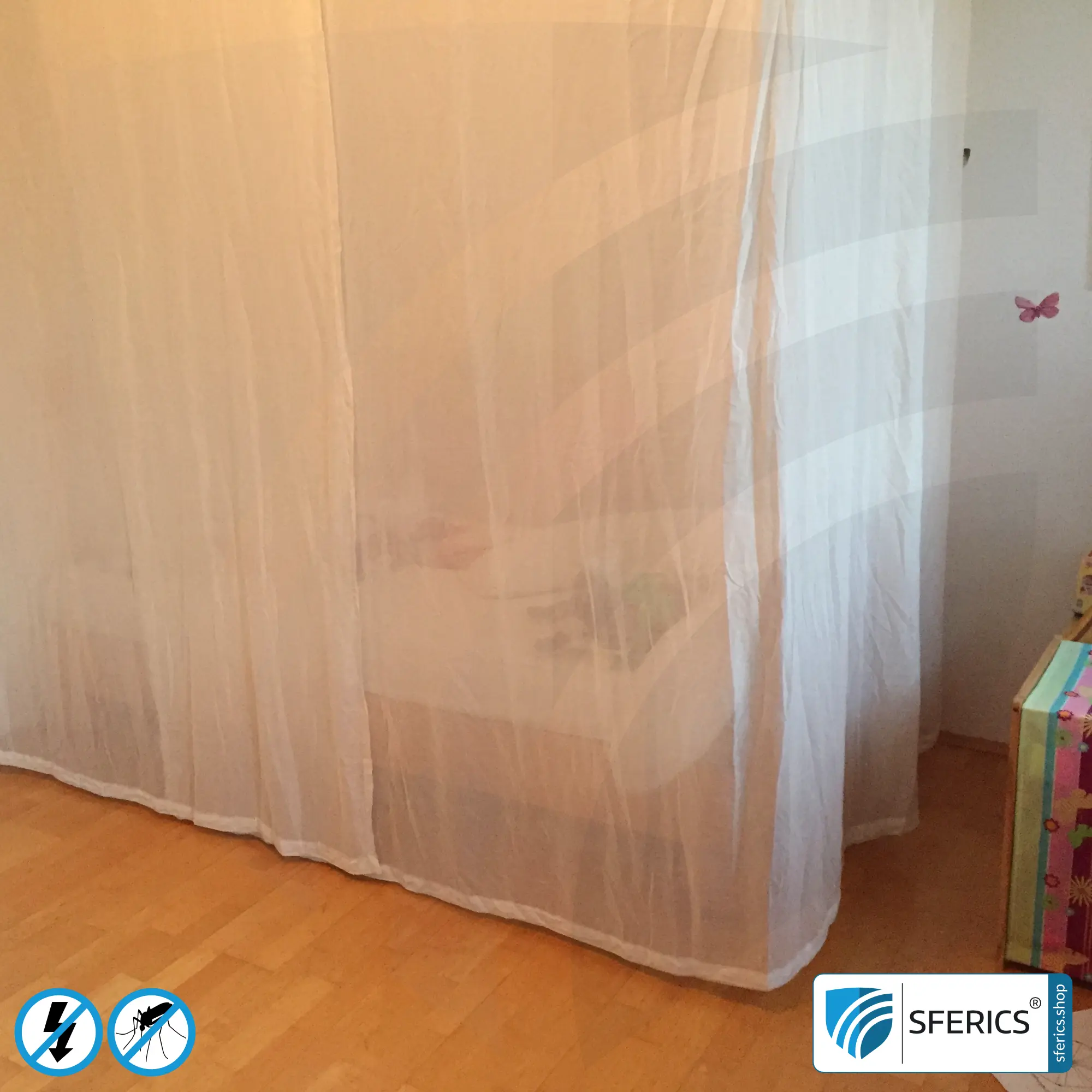 Shielding canopy electrosmog EMF | SINGLE BED | Shielding effectiveness HF up to 99,99% (40 dB) | SFERICS® invest4life program | High reduction of RF radiation, WIFI, etc. Feedimage 7 Shielding canopy electrosmog EMF | SINGLE BED | Shielding effectiveness HF up to 99,99% (40 dB) | SFERICS® invest4life program | High reduction of RF radiation, WIFI, etc.