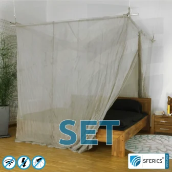 Shielding canopy Electrosmog ULTRA in a set | DOUBLE BED resp. GRAND KING SIZE | Shielding EMF over 99,99% (48 dB) | Groundable LF | SFERICS® invest4life program | Effective against 5G!