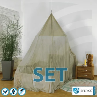 Shielding canopy Electrosmog ULTRA | 6 variants or sizes | Shielding EMF over 99,99% (48 dB) | Groundable LF | Effective against 5G! 16 Shielding canopy Electrosmog ULTRA in a set | SINGLE BED PYRAMID | Shielding EMF over 99,99% (48 dB) | Groundable LF | SFERICS® invest4life program | Effective against 5G!