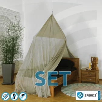 Shielding canopy Electrosmog ULTRA in a set | SINGLE BED PYRAMID | Shielding EMF over 99,99% (48 dB) | Groundable LF | SFERICS® invest4life program | Effective against 5G!