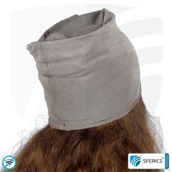Shielding head protection, stretchable headscarf or headgear | protection up to 51 dB against HF electrosmog (mobile phone, WIFI, LTE) | effective against 5G!