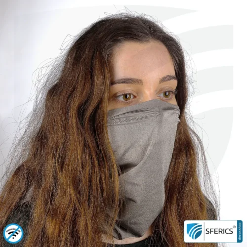 Shielding head protection, stretchable headscarf or headgear | protection up to 51 dB against HF electrosmog (mobile phone, WIFI, LTE) | effective against 5G!