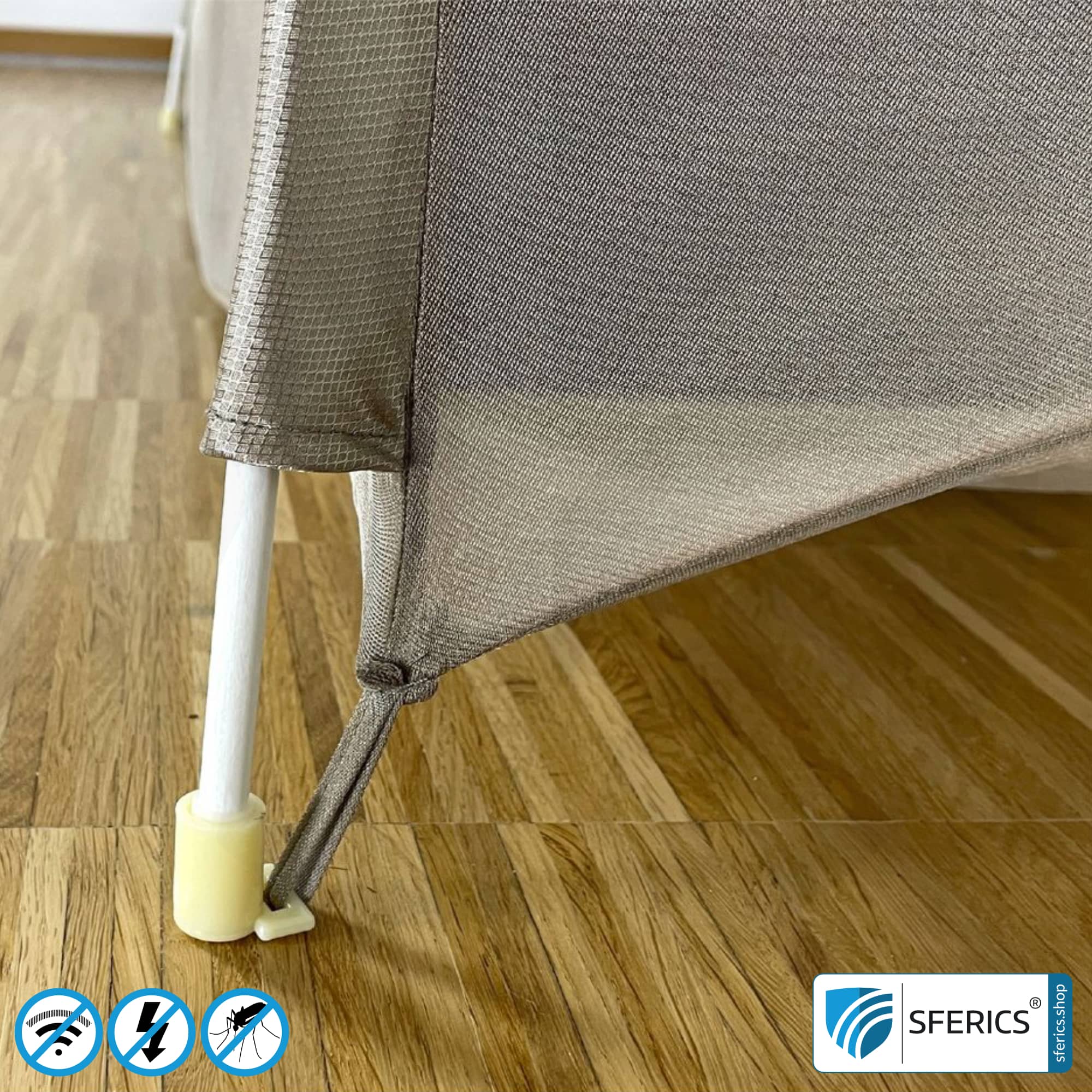 Shielding Tent SAFECAVE DOUBLE with 135 cm width | anti electrosmog full protection | mobile radiation protection against WIFI, cell phone, LTE, 5G, ... with efficiency over 99,99% (42 dB) | free-standing, without ceiling suspension | groundable 5 Shielding Tent SAFECAVE DOUBLE with 135 cm width | anti electrosmog full protection | mobile radiation protection against WIFI, cell phone, LTE, 5G, ... with efficiency over 99,99% (42 dB) | free-standing, without ceiling suspension | groundable