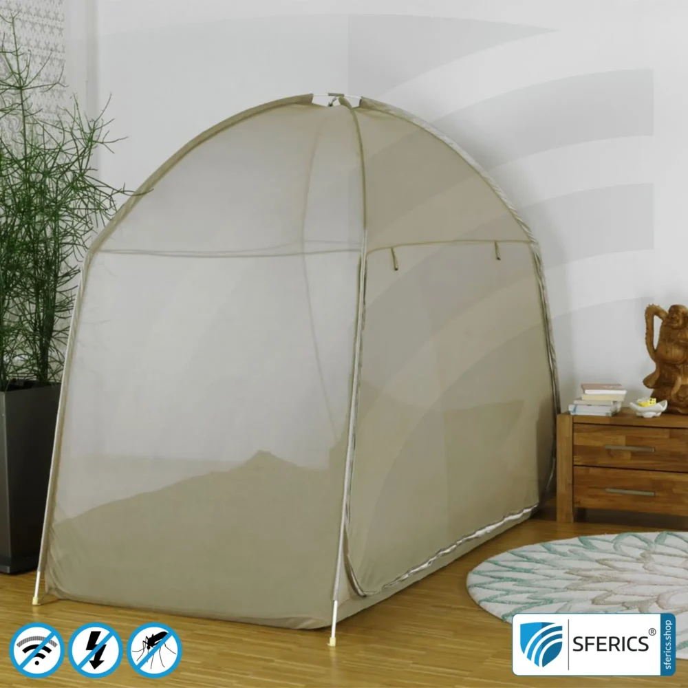 Shielding Tent SAFECAVE SINGLE with 100 cm width | anti electrosmog full protection | mobile radiation protection against WIFI, cell phone, LTE, 5G, ... with efficiency over 99,99% (42 dB) | free-standing, without ceiling suspension | groundable