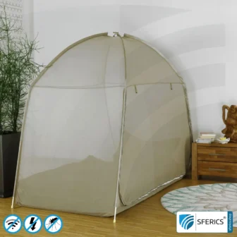 Shielding Tent SAFECAVE SINGLE with 100 cm width | anti electrosmog full protection | mobile radiation protection against WIFI, cell phone, LTE, 5G, ... with efficiency over 99,99% (42 dB) | free-standing, without ceiling suspension | groundable