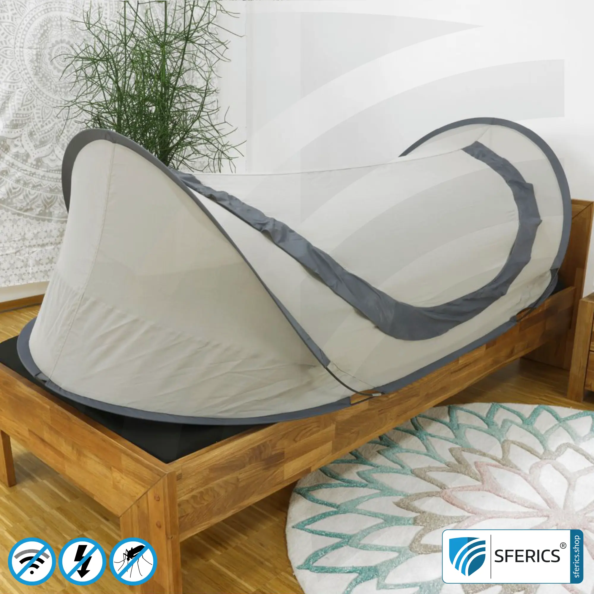 Shielding Tent SAFECAVE Pop Up Litter Tent | anti electrosmog full protection | mobile radiation protection against WIFI, cell phone, LTE, 5G, ... with efficiency up to 99,99% (44 dB) | groundable 3 Shielding Tent SAFECAVE Pop Up Litter Tent | anti electrosmog full protection | mobile radiation protection against WIFI, cell phone, LTE, 5G, ... with efficiency up to 99,99% (44 dB) | groundable