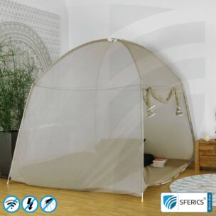 Shielding Tent SAFECAVE SUPERKING with 175 cm width | anti electrosmog full protection | mobile radiation protection against WIFI, cell phone, LTE, 5G, ... with efficiency over 99,99% (42 dB) | free-standing, without ceiling suspension | groundable 1 Shielding Tent SAFECAVE SUPERKING with 175 cm width | anti electrosmog full protection | mobile radiation protection against WIFI, cell phone, LTE, 5G, ... with efficiency over 99,99% (42 dB) | free-standing, without ceiling suspension | groundable
