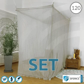 Shielding canopy Electrosmog ULTRA | 6 variants or sizes | Shielding EMF over 99,99% (48 dB) | Groundable LF | Effective against 5G! 22 Shielding canopy Electrosmog ULTRA in a set | QUEEN SIZE BED, 120 CM | Shielding EMF over 99,99% (48 dB) | Groundable LF | SFERICS® invest4life program | Effective against 5G!