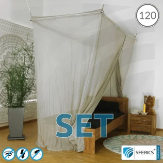 Shielding canopy Electrosmog ULTRA in a set | QUEEN SIZE BED, 120 CM | Shielding EMF over 99,99% (48 dB) | Groundable LF | SFERICS® invest4life program | Effective against 5G!