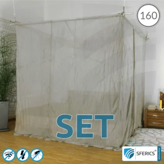 Shielding canopy Electrosmog ULTRA | 6 variants or sizes | Shielding EMF over 99,99% (48 dB) | Groundable LF | Effective against 5G! 26 Shielding canopy Electrosmog ULTRA in a set | QUEEN SIZE BED, 160 CM | Shielding EMF over 99,99% (48 dB) | Groundable LF | SFERICS® invest4life program | Effective against 5G!