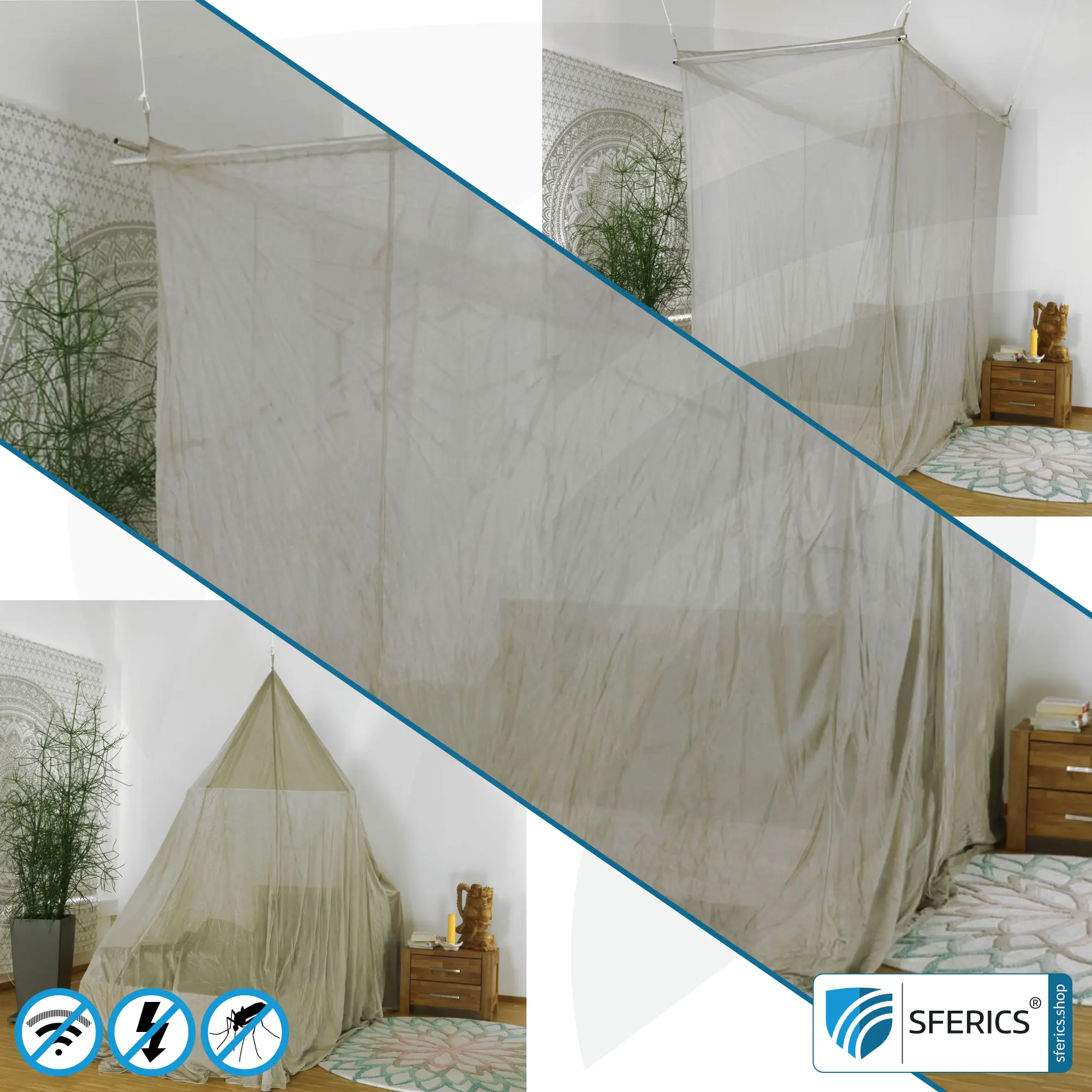Shielding canopy Electrosmog ULTRA | 6 variants or sizes | Shielding EMF over 99,99% (48 dB) | Groundable LF | Effective against 5G! 4 Shielding canopy Electrosmog ULTRA | 6 variants or sizes | Shielding EMF over 99,99% (48 dB) | Groundable LF | Effective against 5G! - Image 2