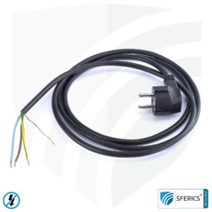 Shielded device connection cable with free end | black | electric cable for shielding electrical and magnetic alternating fields LF