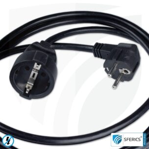 Shielded extension cable | black | schuko extension for shielding electrical and magnetic alternating fields LF