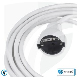 Shielded extension cable | white | schuko extension for shielding electrical and magnetic alternating fields LF