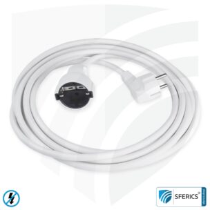 Shielded extension cable | white | schuko extension for shielding electrical and magnetic alternating fields LF