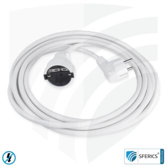 Shielded extension cable | white | schuko extension for shielding electrical and magnetic alternating fields LF